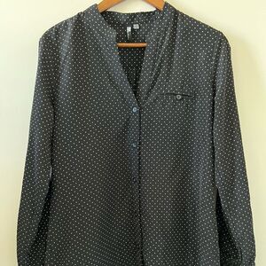 KUT From The Cloth Black & White Polka Dot Long Sleeve Blouse Size S